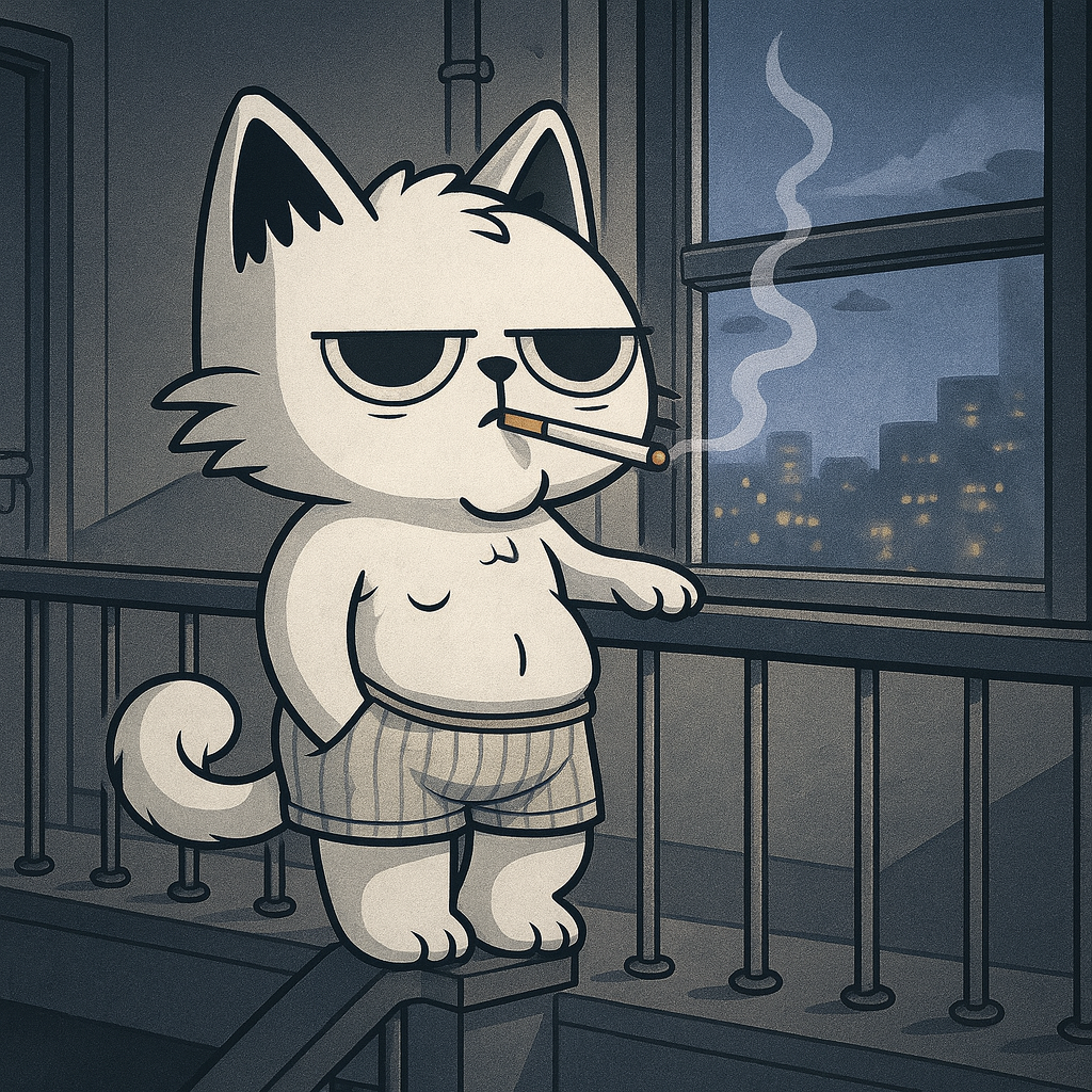 Boomer Cat on the staircase